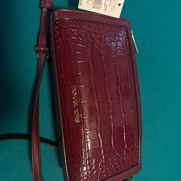 Michael Kors Croc-Embossed Wine Crossbody Bag